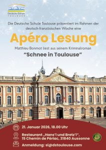 Plakat Deutsch-französische Woche 2026, Lesung, Ansicht des Toulouser Capitole