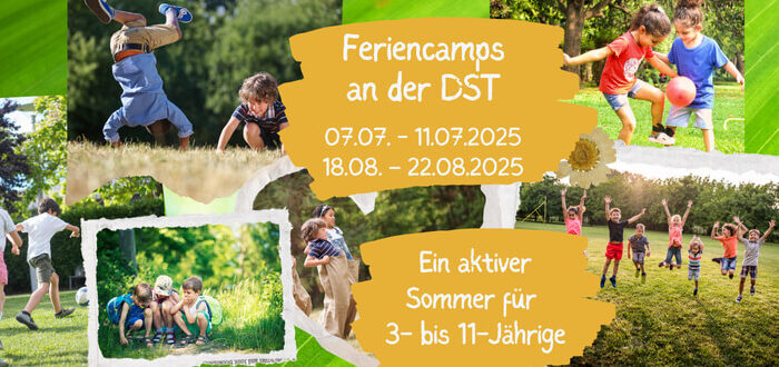 Plakat, Feriensommercamp der Deutschen Schule Toulouse, Collage spielender Kinder