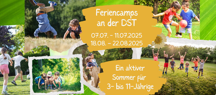 Plakat, Feriensommercamp der Deutschen Schule Toulouse, Collage spielender Kinder