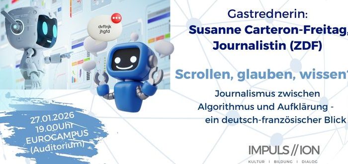 Plakat Deutsche Schule Toulouse: Veranstaltung mit Susanne Carteron-Freitag, ZDF zum Thema: 