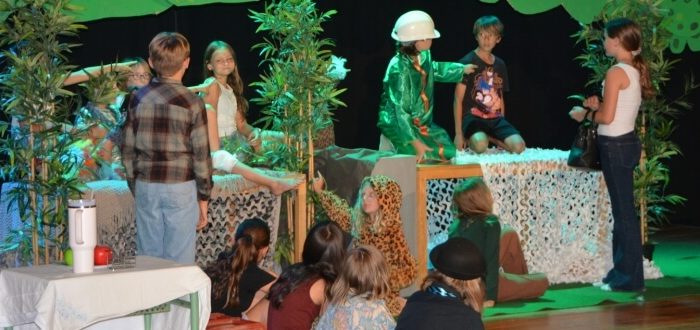 Deutsche Schule Toulouse : Theater-AG der Grundschule auf der Bühne