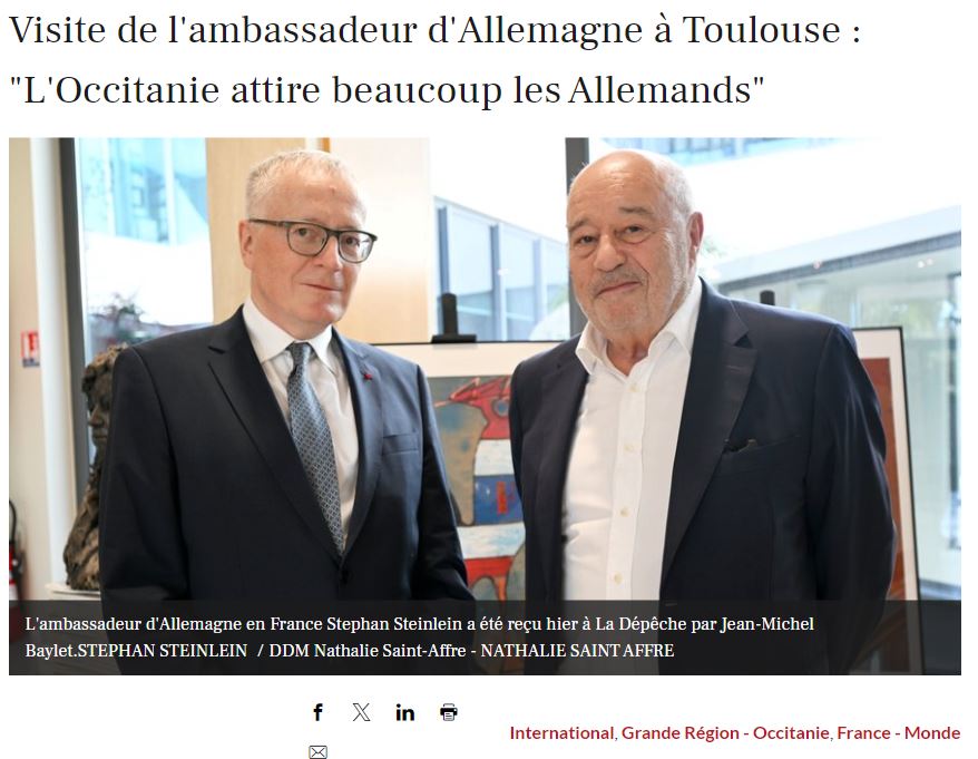 Deutsche Schule Toulouse, Article de presse Depeche du Midi, Ambassadeur Stephan Steinlein