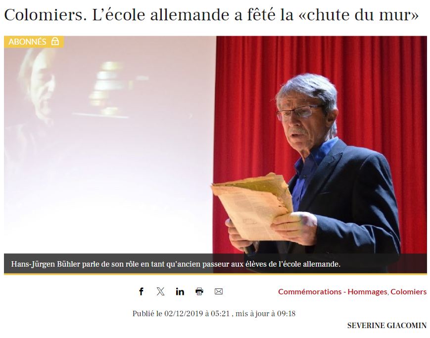 Deutsche Schule Toulouse, Article de presse Depeche du Midi, Chute du mur