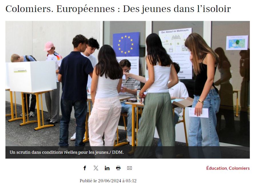 Deutsche Schule Toulouse, Article de presse Depeche du Midi, Elections junior