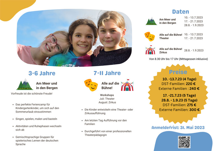 Deutsche Schule Toulouse, Plakat Feriencamps 2023, Rückseite
