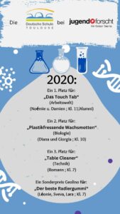 Deutsche Schule Toulouse, Überblick Teilnehmer an Jugend forscht 2020
