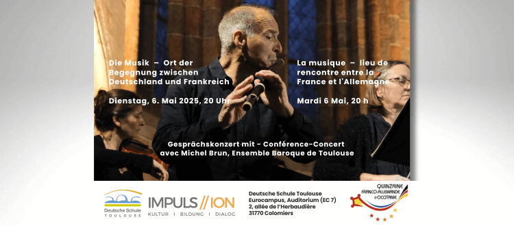 Plakat Konzert des Ensemble Baroque de Toulouse, drei Musiker